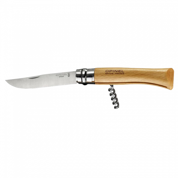 Opinel Kniv N°10 proptrækker kniv Stainless Steel - bøgetræ
